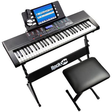 Buy Rockjam 61-Key Keyboard Piano Kit with Stand, Bench, Music Stand, Headphones, Piano Note ...