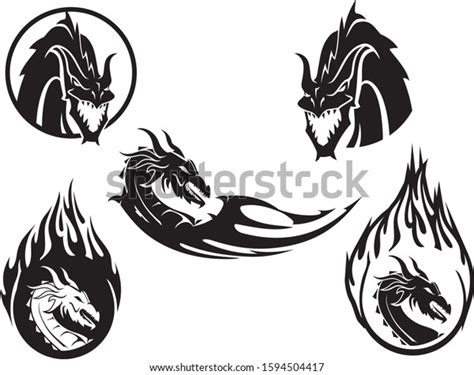 Dragon Head Silhouette Design Set Stock Vector (Royalty Free) 1594504417