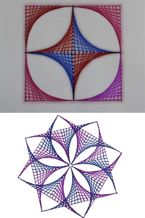 Parabolic Curve Art in Square - Free Worksheets | String art tutorials ...