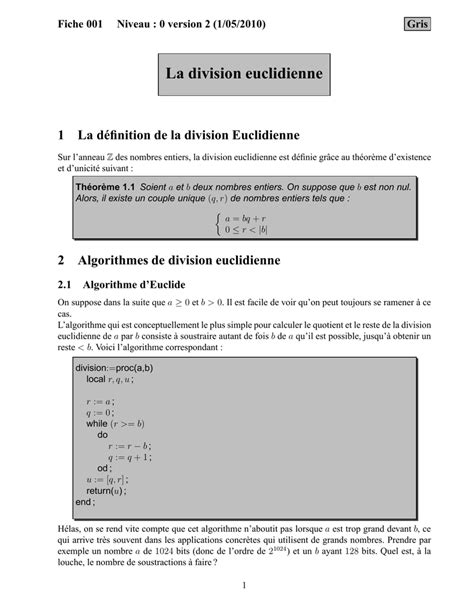 La division euclidienne