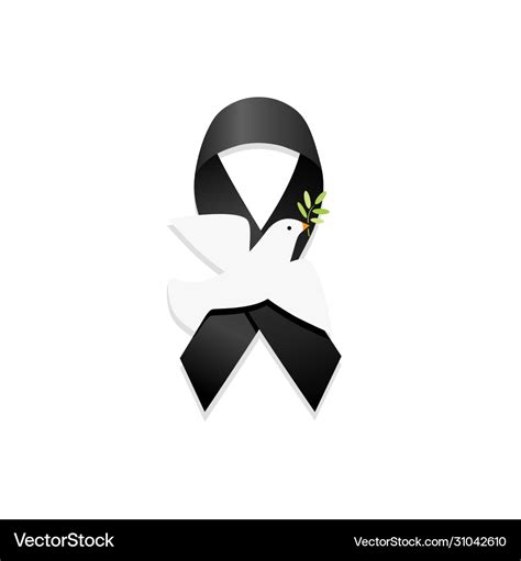 Black ribbon with peace dove Royalty Free Vector Image