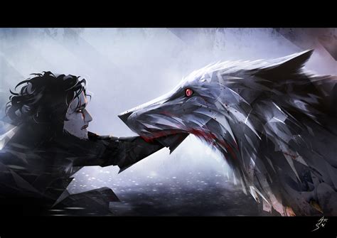 Jon Snow And Ghost Wallpaper