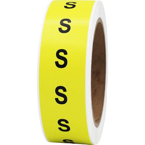 Costco Style S Yellow Size Strip Labels for Retail Shirts 1.25" x 8" - In Stock Labels