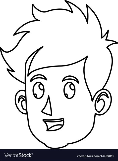 Cartoon Boy Face Outline