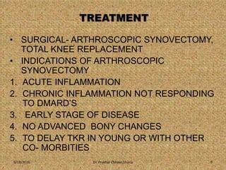 Role of arthroscopic synovectomy of knee joint in ra | PPT