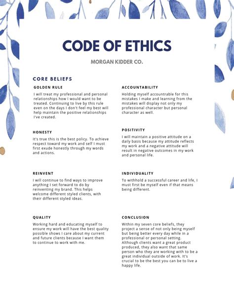 Personal Code of Ethics: What are Examples of Ethical Values?