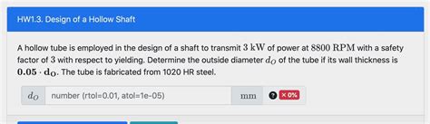 Solved A hollow tube is employed in the design of a shaft to | Chegg.com