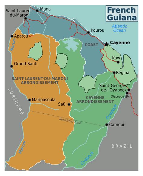 Detailed political map of French Guiana. French Guiana detailed political map | Vidiani.com ...