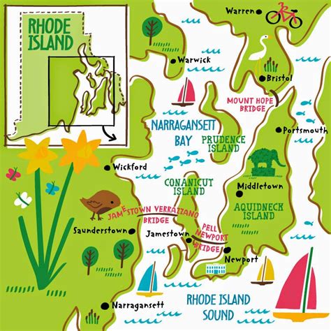 I Draw Maps: Illustrated Map of Rhode Island for Yankee Magazine