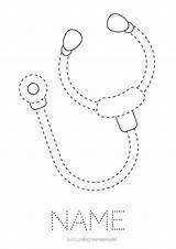 Trace And color Child Activity  stethoscope sketch template