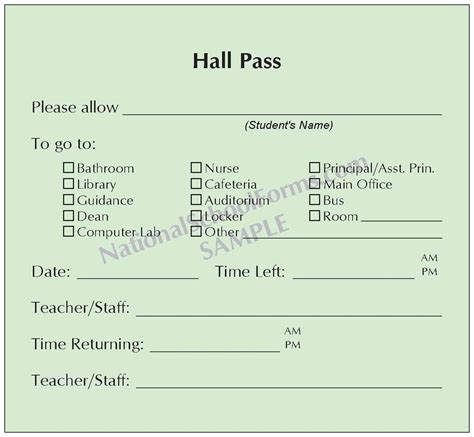 Free Printable Hall Pass Template | Free Printable