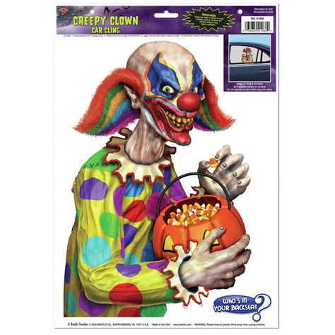 Beistle Halloween Decor/Creepy Clown Car Cling,Size =12" x 17" Sh