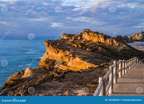 Castlepoint Lighthouse, Beautiful Sunrise Colours. New Zealand Stock Photo - Image of concept ...