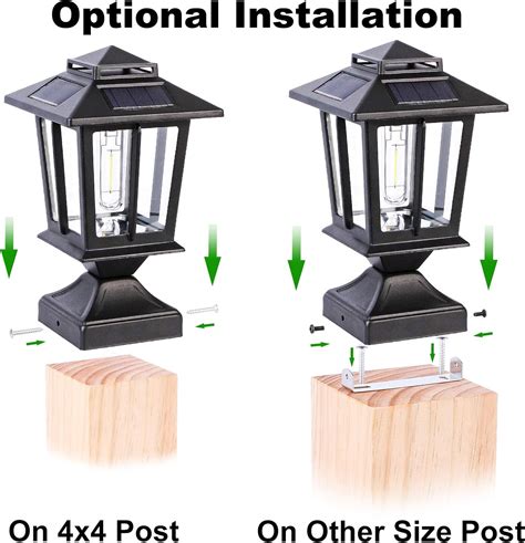 Buy Metal Solar Post Lights Outdoor, Waterproof Fence Post Lights Solar Powered, Wood 4X4 Solar ...