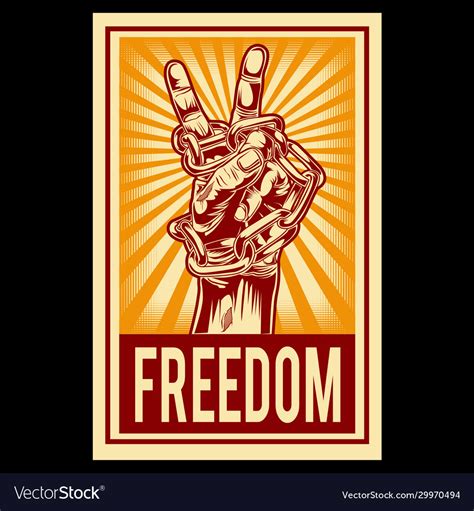 Drawing hand protest freedom poster red change Vector Image