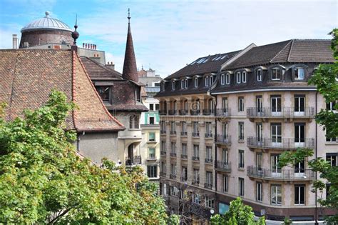 View of Old Town of Geneva, Switzerland Stock Image - Image of ...