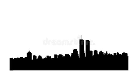 A Black Skyline Silhouette of New York City Showing the Twin Towers Stock Illustration ...