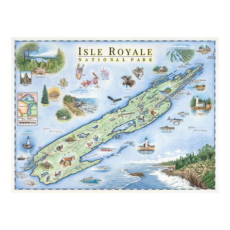 Isle Royale National Park Hand-Drawn Map | Xplorer Maps