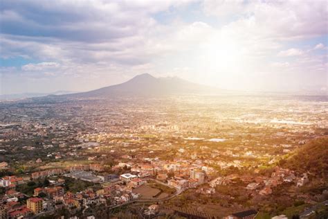 Premium Photo | Panoramic view of naples city in italy with vesuvius volcano