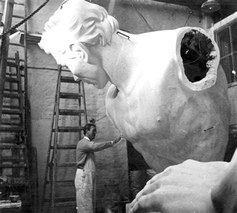 The Spirit of Detroit statue being sculpted, 1958.⁠ : r/Detroit