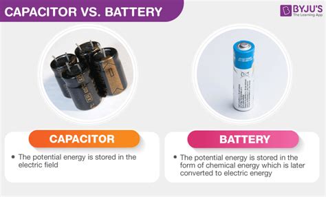 Difference Between Capacitor and Battery- Capacitor vs Battery - BYJU'S