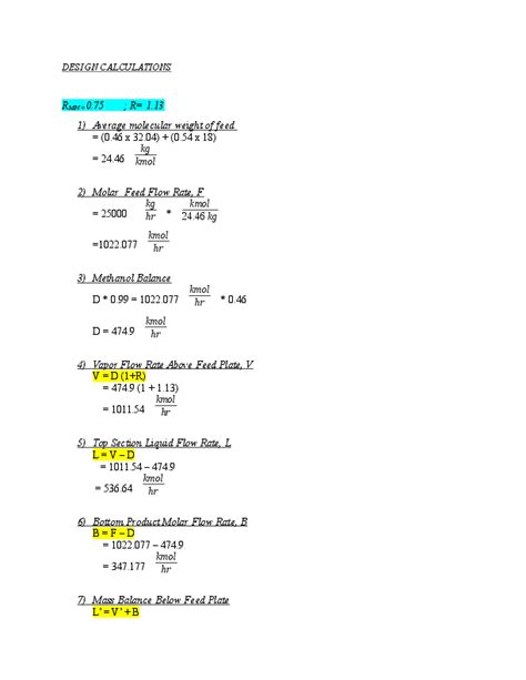 (DOC) DESIGN CALCULATIONS OF DISTILLATION COLUMN