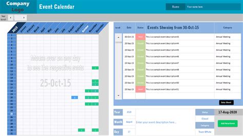 Event Calendar Template - Analysistabs