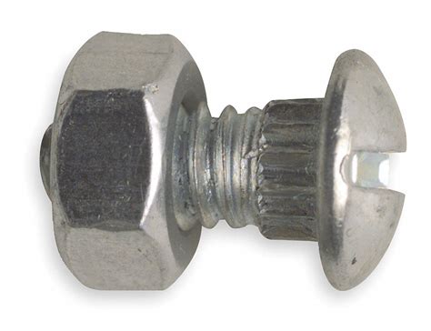 GRAINGER APPROVED Fiberglass Door Fasteners, Ribbed Neck Bolts and Nuts, Steel, Galvanized, 1/2 ...