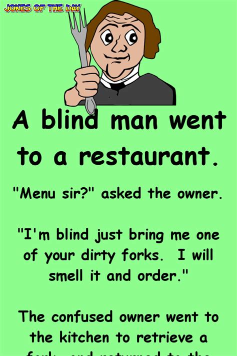 A blind man has a funny way of ordering his food | Clean funny jokes ...