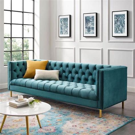 Delight Tufted Button Performance Velvet Sofa by Modway | Velvet sofa living room, Living room ...