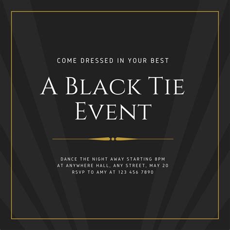 Free custom printable black-tie invitation templates | Canva