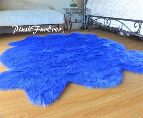 58" x 72" Scallop Sheepskin Royal Blue Area Rug Acrylic Nursery Accents ...