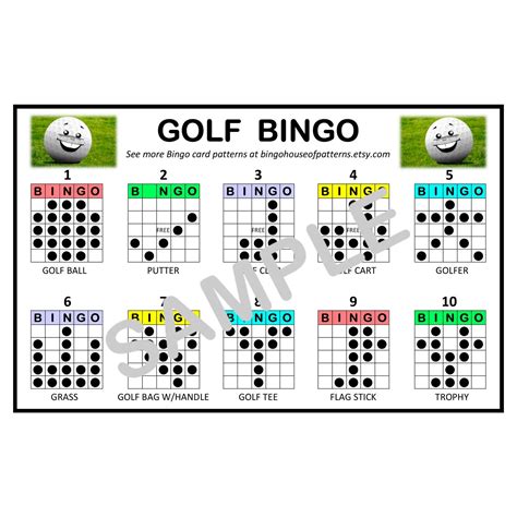 Golf BINGO Card Patterns for Really Fun BINGO Games Bingo - Etsy Canada