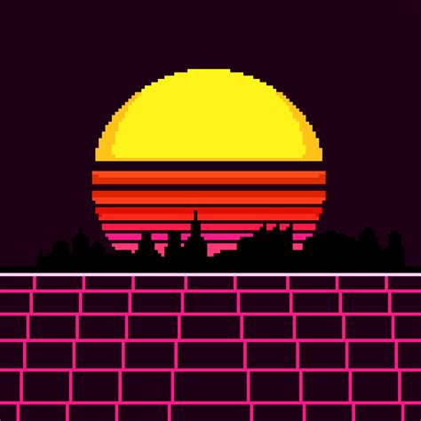 I made a retro wave pixel art : r/PixelArt