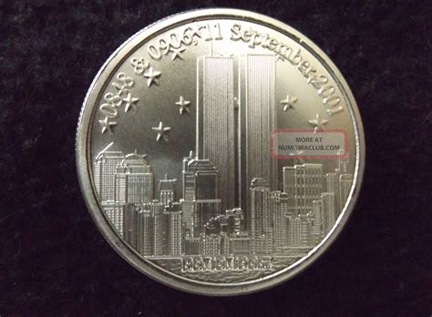 Remember " 911 " Twin Towers 1 Troy Oz. . 999 Fine Silver Coin