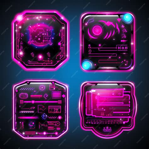 Premium AI Image | Set of Cyberpunk Neon Design Blade Shape Holographic Film Material Icons ...