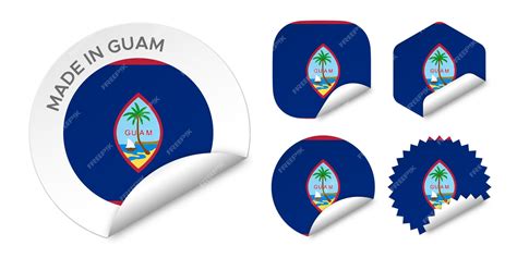 Premium Vector | Made in guam flag sticker labels badge logo 3d vector ...