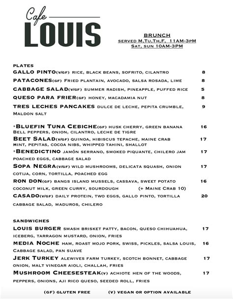 Menus — Cafe Louis