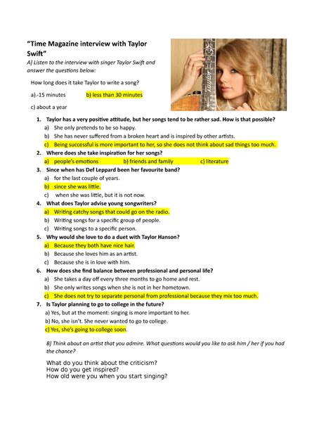 Time Magazine interview with Taylor Swift - “Time Magazine interview with Taylor Swift” A ...