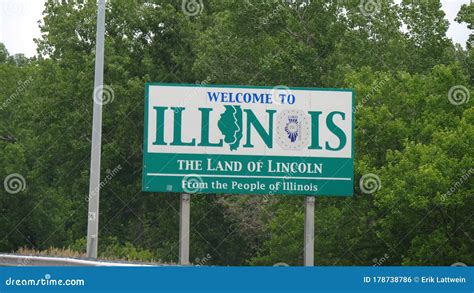 Welcome To Illinois Traffic Sign on Freeway - CHICAGO, UNITED STATES ...