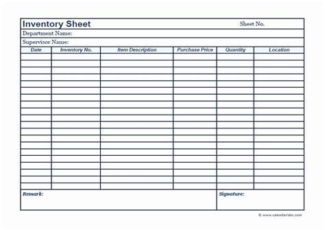 45 Printable Inventory List Templates [Home, Office, Moving] - Free Printable Inventory Sheets ...