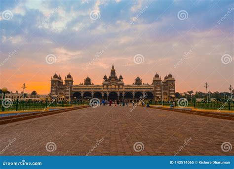 Mysore Palace Full Entrance View at Evening Editorial Image - Image of ...