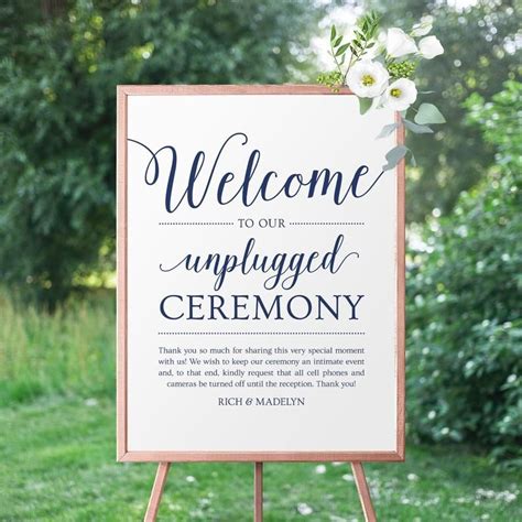 Unplugged Ceremony Sign Wedding, Navy Wedding Welcome Sign Template, Unplugged Wedding Sign ...