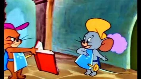 two cartoon mouses are playing with each other in the room, and one is holding a book