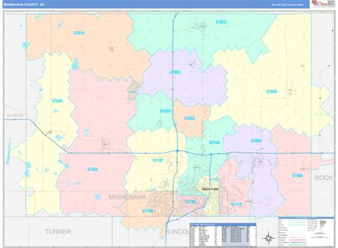 Minnehaha County, SD Wall Map Color Cast Style by MarketMAPS