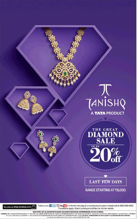 Tanishq A Tata Product The Great Diamond Sale Upto 20% Off Ad - Advert Gallery | Jewelry banner ...