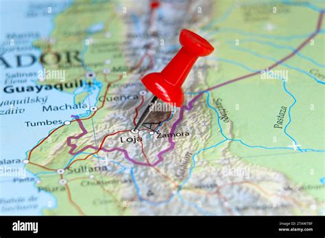 Loja, Ecuador pin on map Stock Photo - Alamy