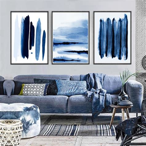 Extra Large Wall Art Blue Living Room Decor Minimalist Wall - Etsy