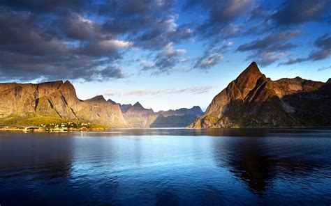 Download wallpapers 4k, Lofoten Islands, sea, mountains, Norway, Europe ...