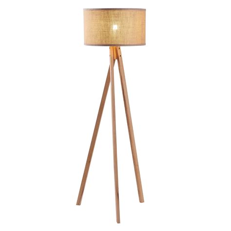 Versanora Hailey Wooden Tripod Floor Lamp with Solid Wood Finish and Khaki Linen Shade - Walmart ...